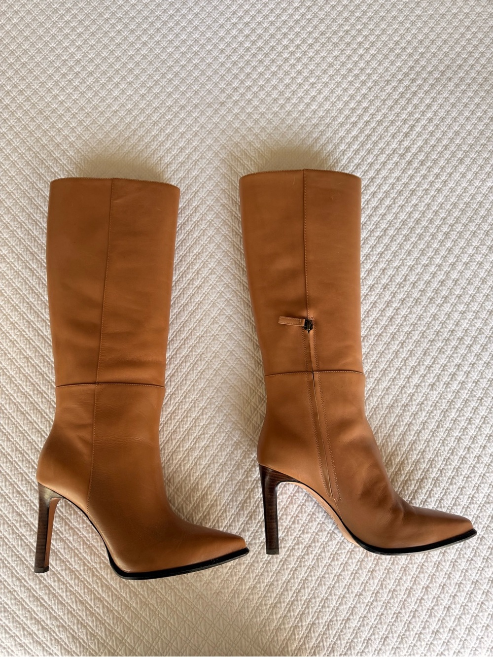 Paige Tall Tan Leather Knee-High Boots - Elegant Women's Heeled Boots